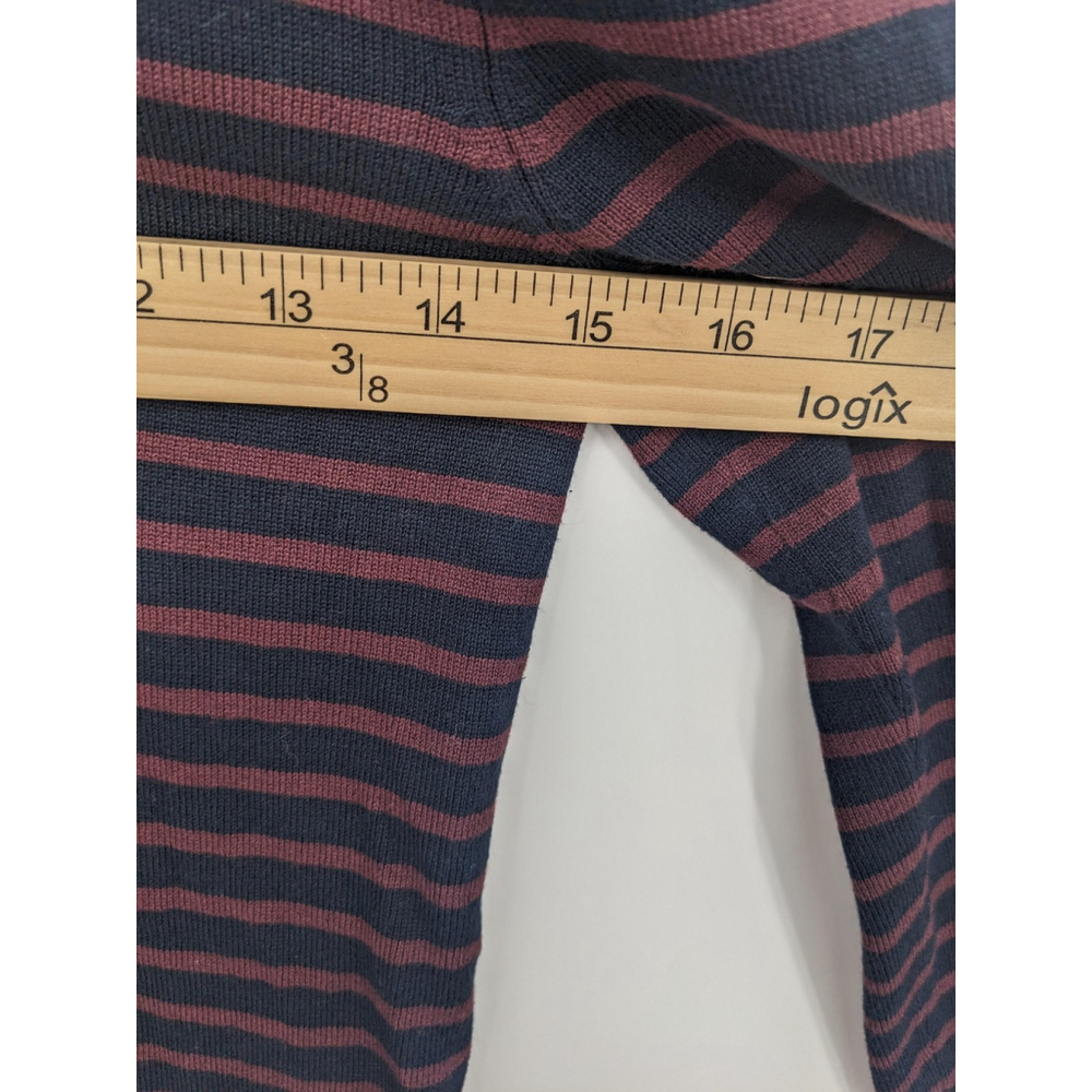Zara Sweater Women Large Blue Turtleneck Pullover Knit Stripe Long Sleeve Top - Picture 8 of 9